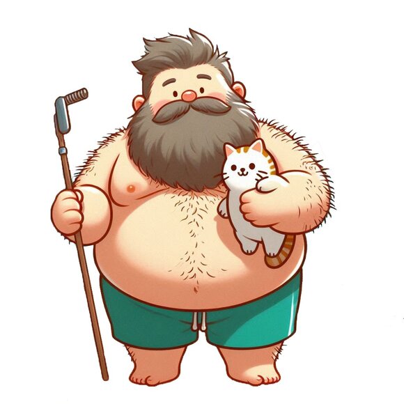 5 for 10$ - Man Holding a Cat Sticker Cute Dad Bod Bear Gay LGBT - Picture 1 of 1